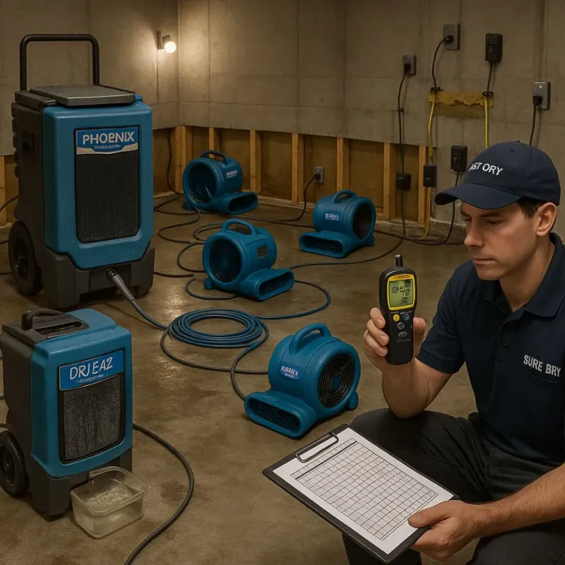 Structural Drying and Dehumidification process in Pasadena, TX